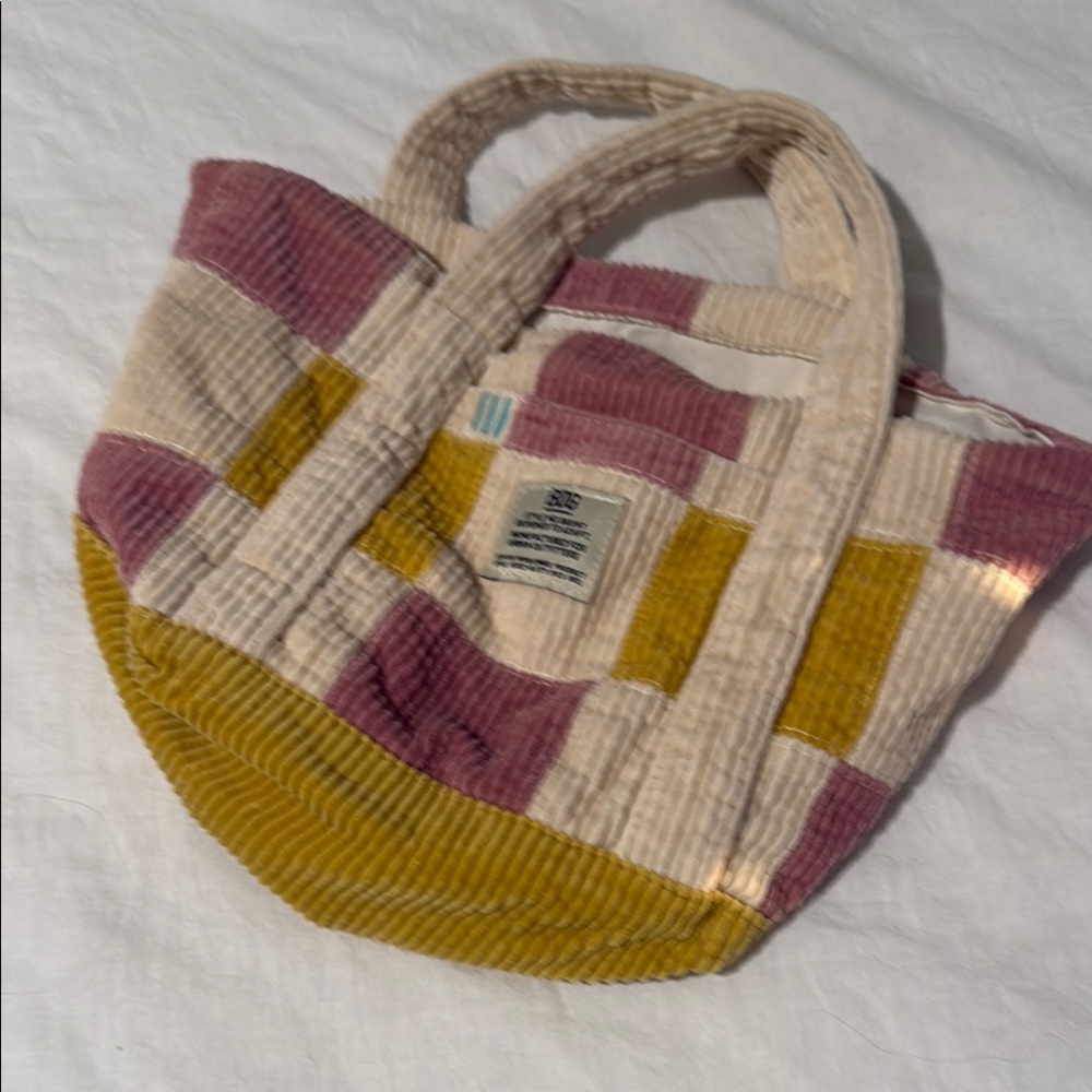 BDG Cream and Pink Quilted Tote Bag with Modern Design